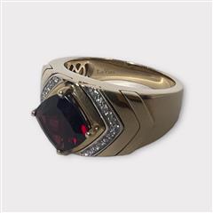 Men's LeVian Pomegranate Garnet(2.5ct)& Diamonds(1/8cttw) 14k Ring
